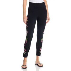 Johnny Was Maddy Leggings Cotton Floral Embroidered Legging Flower Pant Black NW
